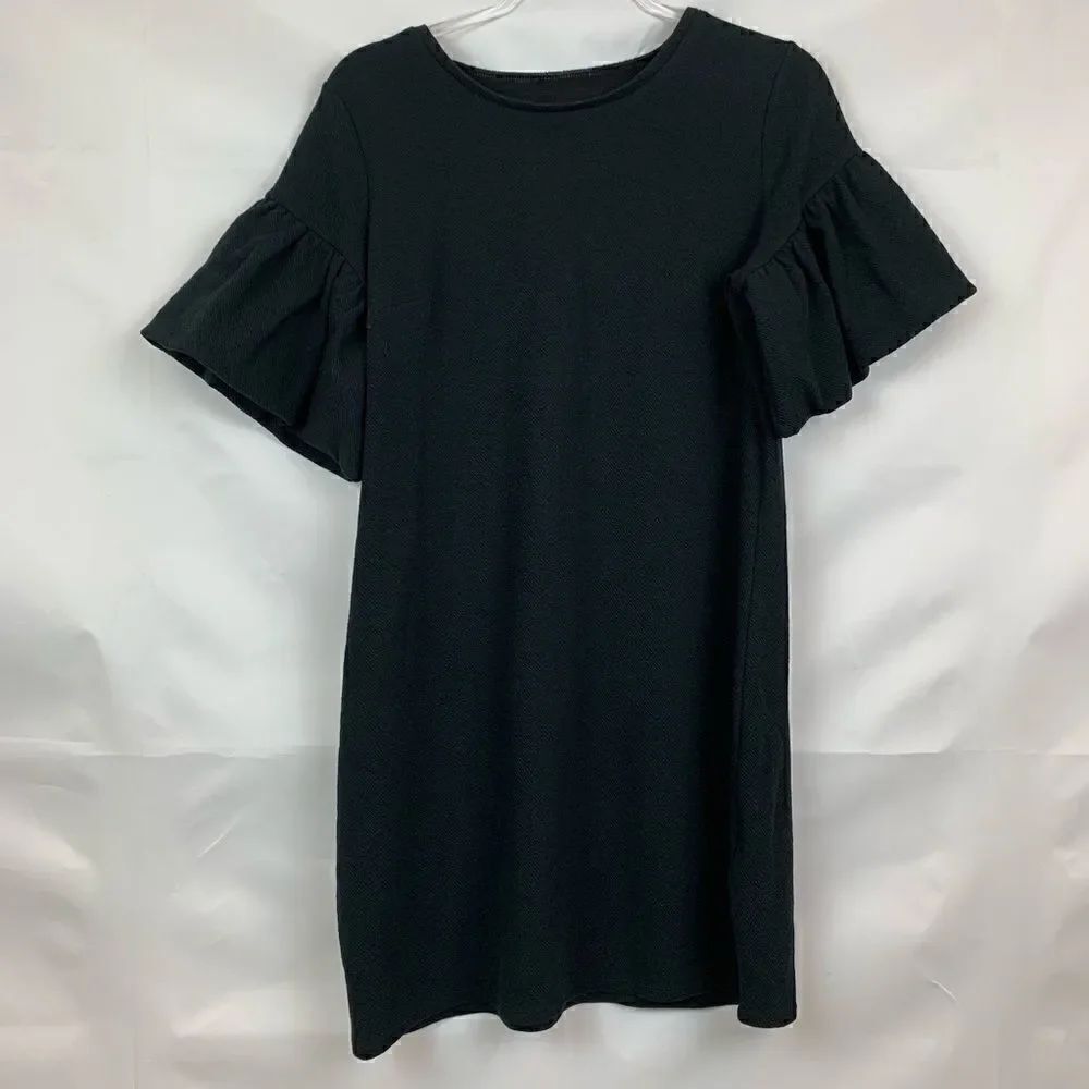 Express knit bell sleeve black dress